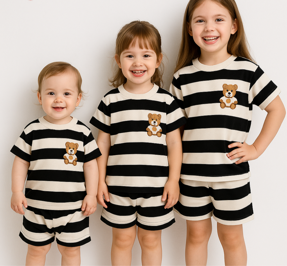 Sommerliches Kinder-Set Gestreiftes T-Shirt & Shorts – Bequem & Atmungsaktive Baumwolle für 0–6 Jahre