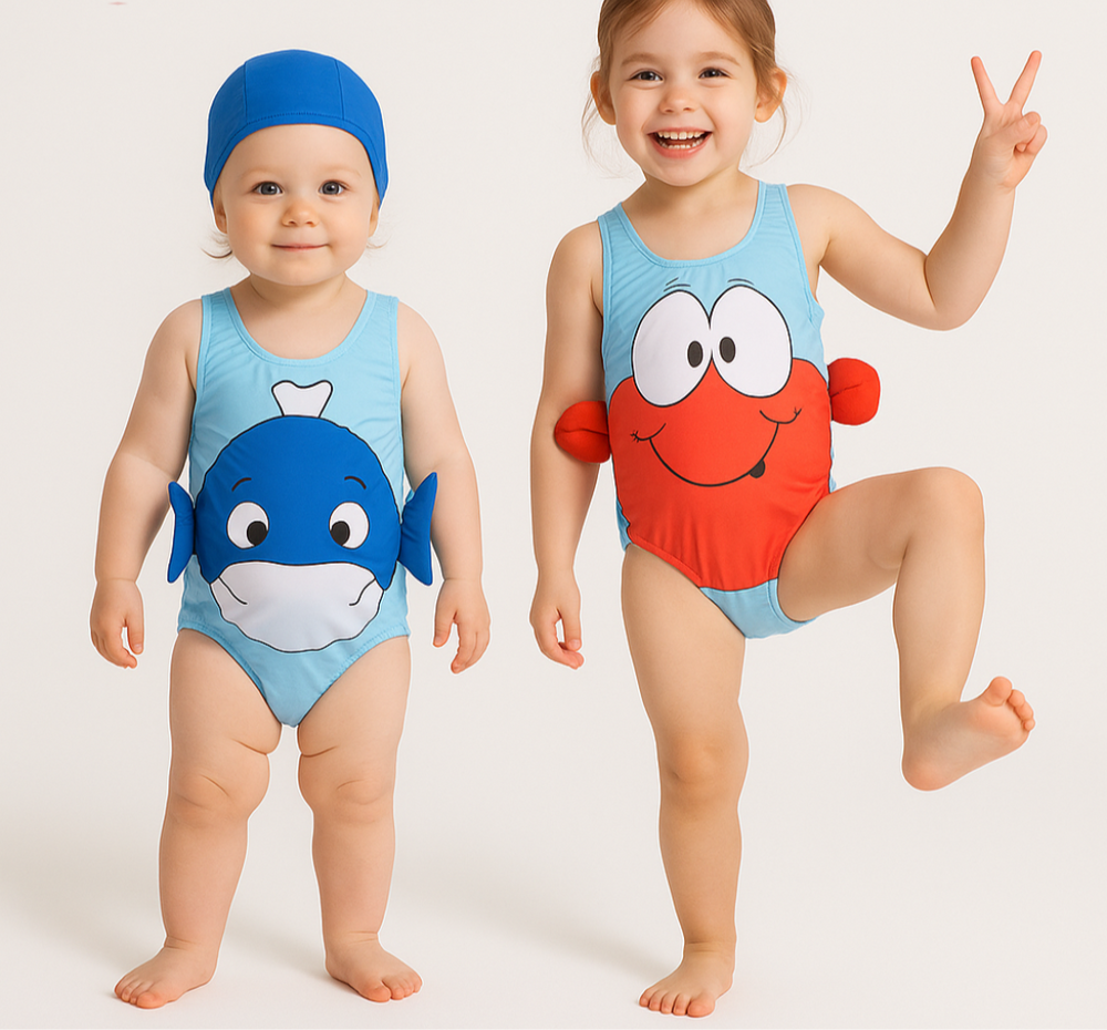 Mädchen-Badeanzug mit Hut – Bequemer Badeset für Sommervergnügen | Größe 0–4 Jahre