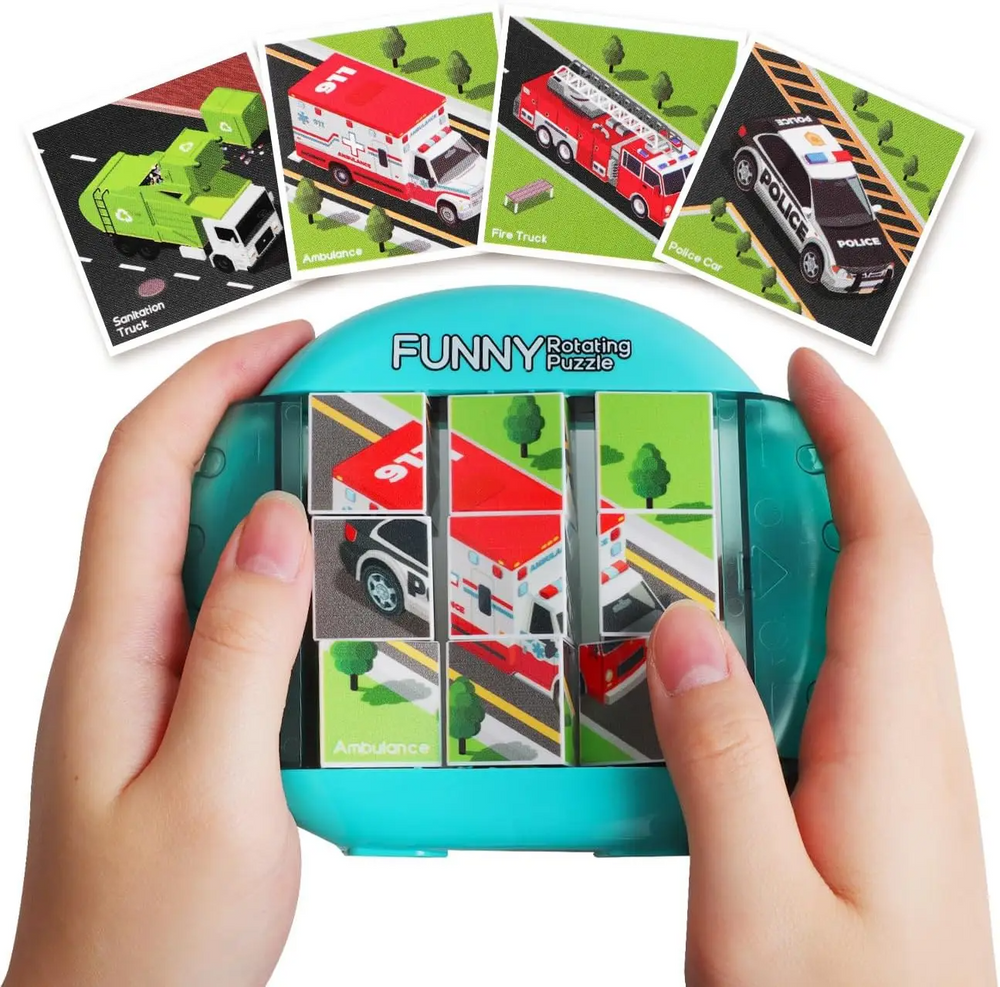 Drehpuzzle mit Griff – 9 oder 16 Felder, keine losen Teile | Schiebepuzzle