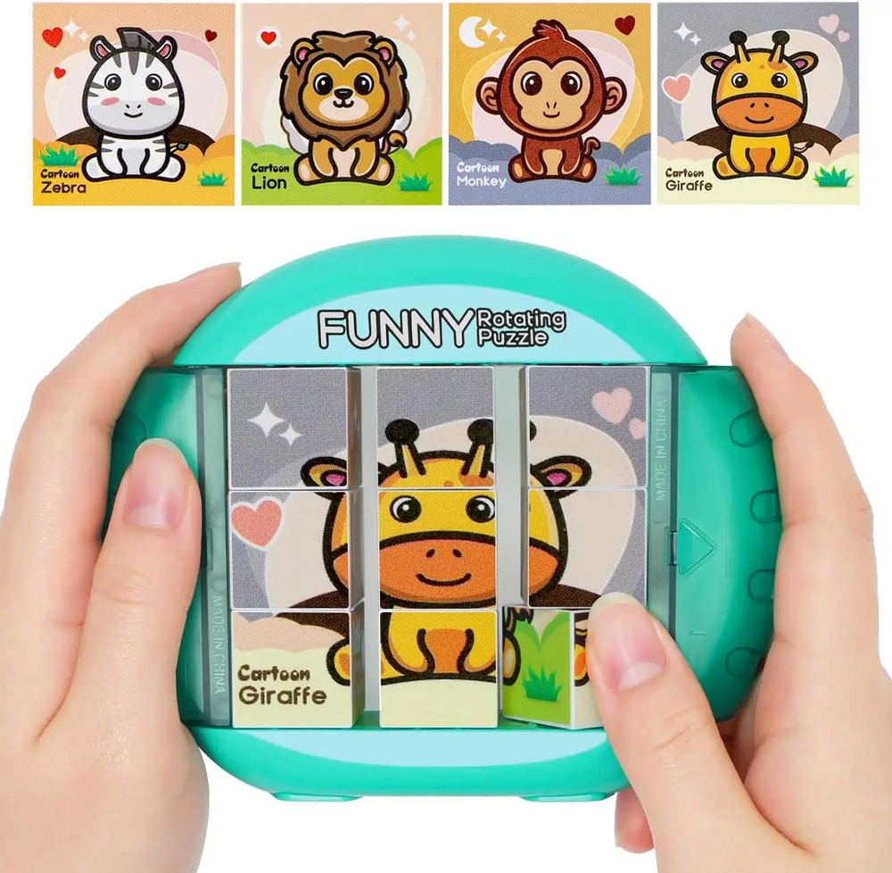 Drehpuzzle mit Griff – 9 oder 16 Felder, keine losen Teile | Schiebepuzzle