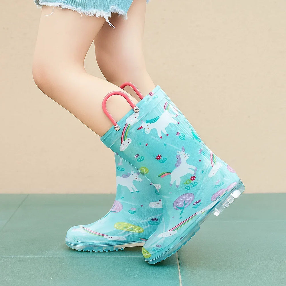 Gummistiefel mit Schlaufe zum leichten Anziehen – wasserdicht, rutschfeste Sohle | Kinderstiefel