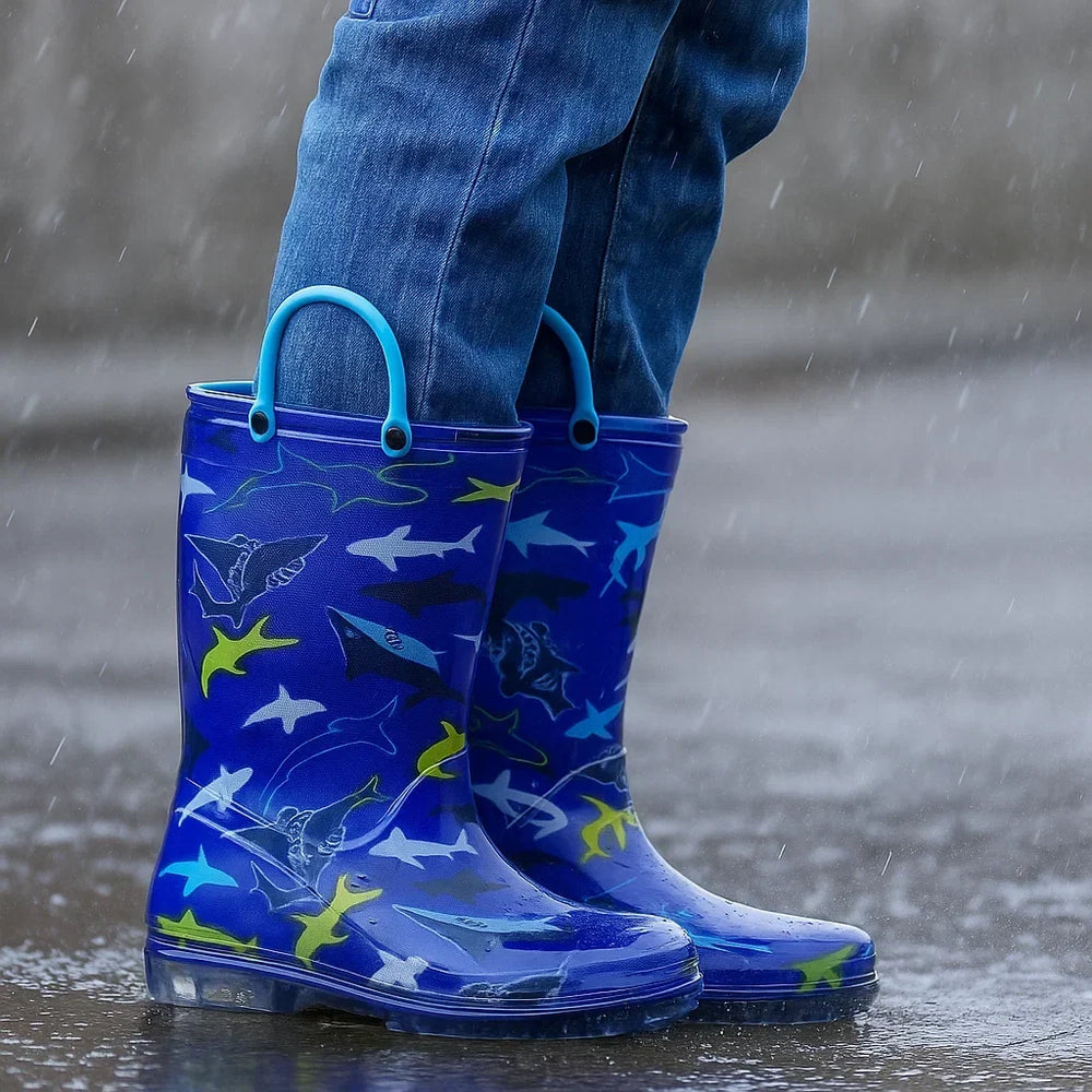 Gummistiefel mit Schlaufe zum leichten Anziehen – wasserdicht, rutschfeste Sohle | Kinderstiefel