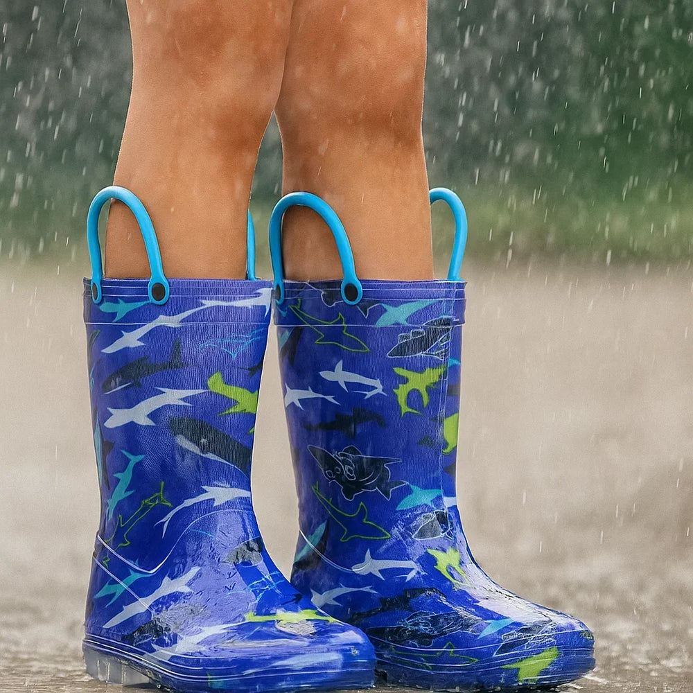 Gummistiefel mit Schlaufe zum leichten Anziehen – wasserdicht, rutschfeste Sohle | Kinderstiefel