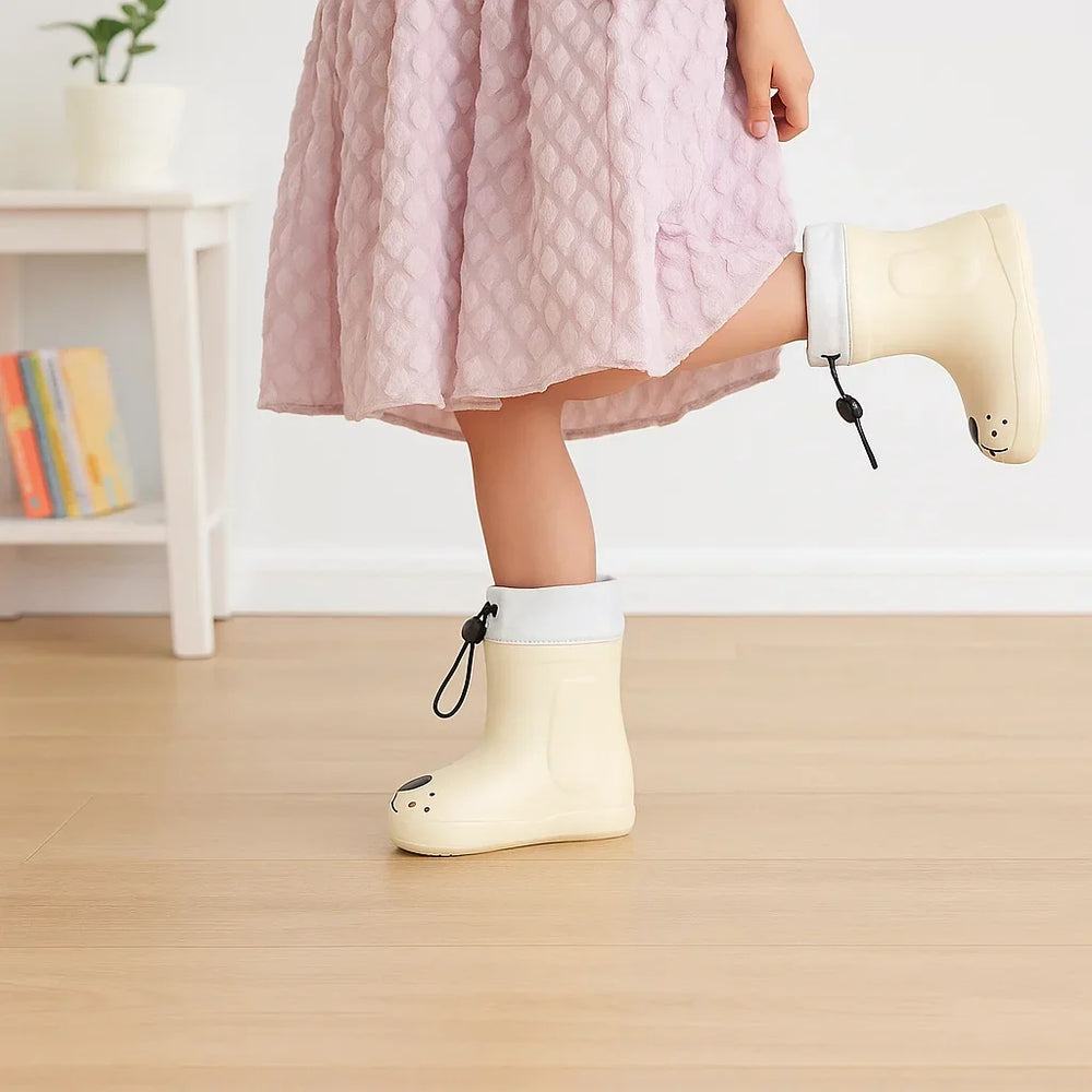 Gummistiefel mit Hundegesicht an der Spitze – wasserdichtes PVC, rutschfeste Sohle | Kinderstiefel