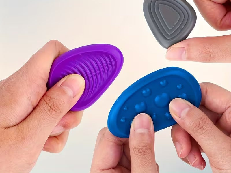 Sensorische Fidget-Steine aus Silikon – 6 oder 12 Stück, waschbar, weich | taktiles Spielzeug