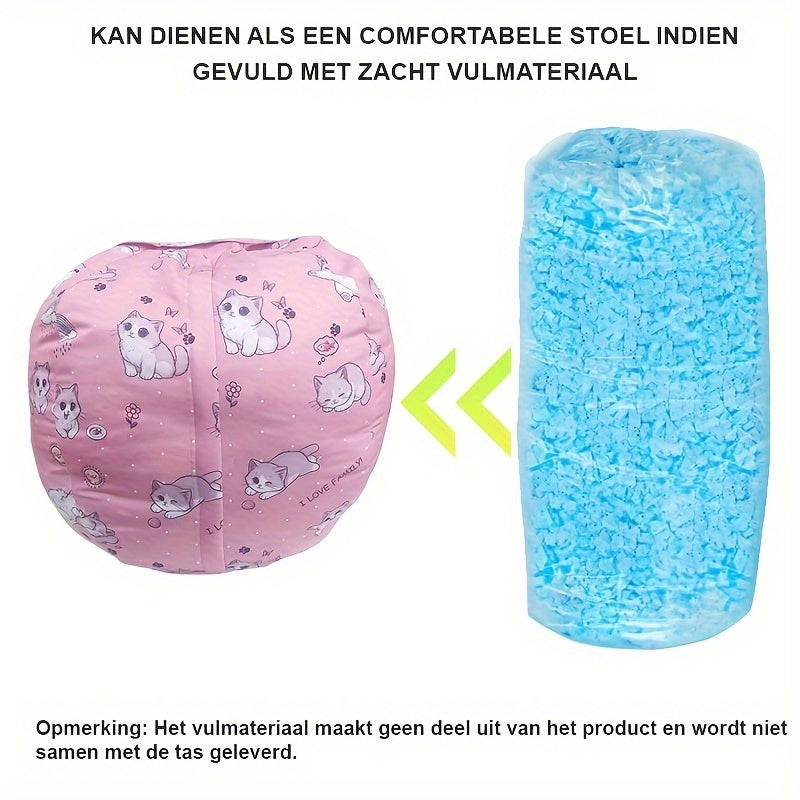 Kitty Bean Bag Hülle – Kuscheltiere Verstauen & Weiches Sitzkissen für Kinder