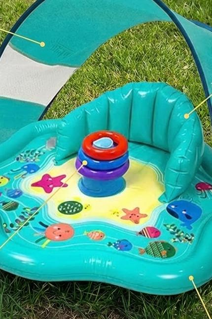 Aufblasbare Baby-Wasserspielmatte mit Sonnendach – Wasserspaß mit UV-Schutz