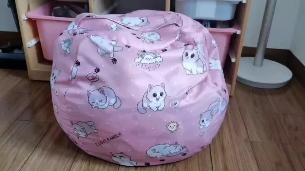 Kitty Bean Bag Hülle – Kuscheltiere Verstauen & Weiches Sitzkissen für Kinder