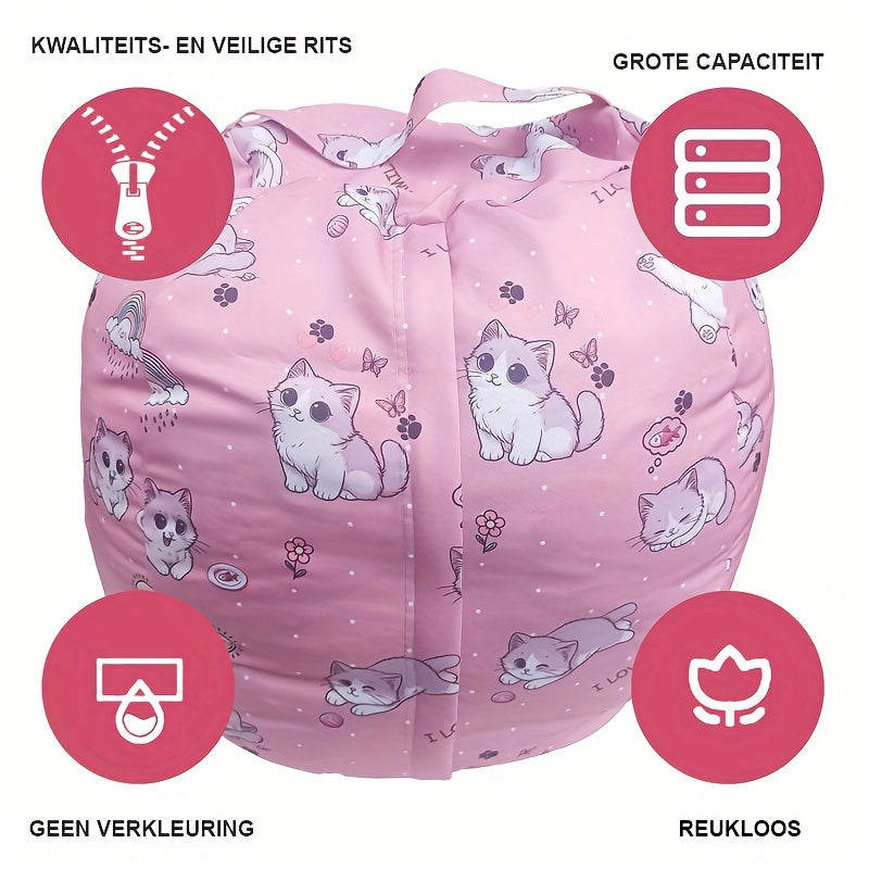Kitty Bean Bag Hülle – Kuscheltiere Verstauen & Weiches Sitzkissen für Kinder