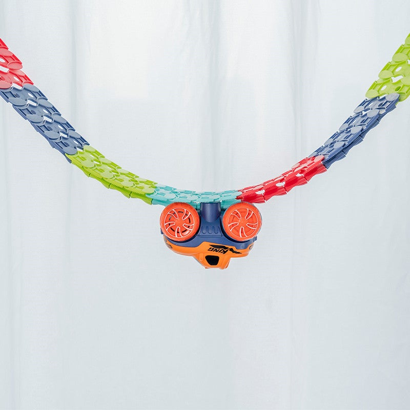 Flexibler Rennbahn-Bausatz für Kinder – Kreatives Bauen & Spielen | 46-teiliges Spielset ab 4 Jahren