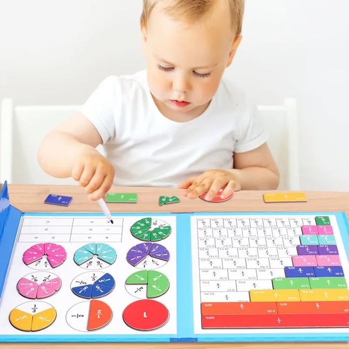 Montessori Magnetisches Bruch-Puzzlebuch für Kinder – Mathematik spielerisch und interaktiv lernen!
