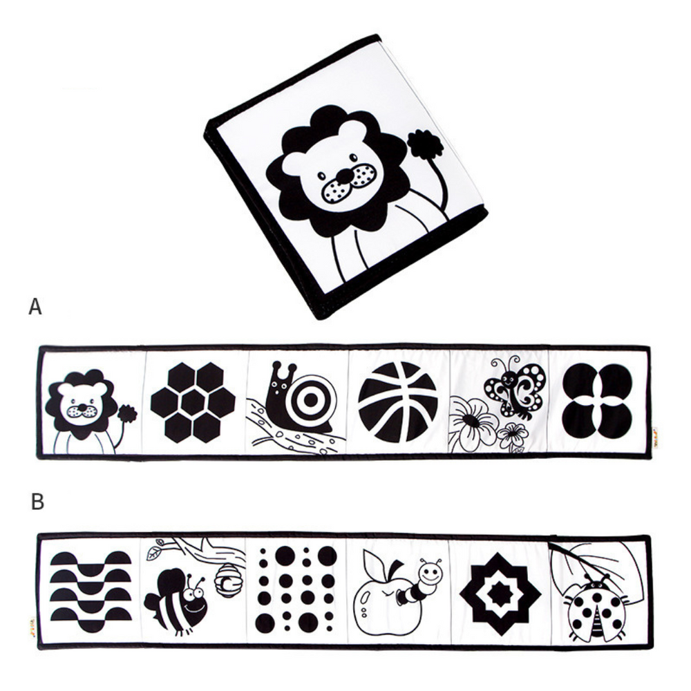 Kontrastbuch für Babys in Schwarz-Weiß-Rot – weicher Stoff, ab Geburt | Montessori Babybuch
