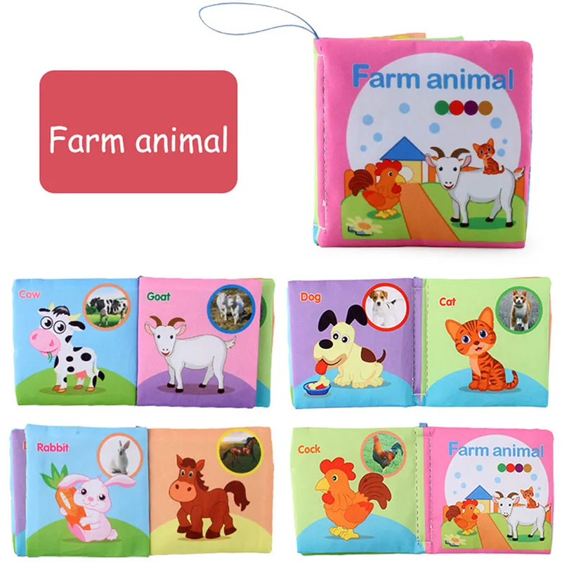 Stoffbuch für Babys mit Schwänzchen – Geräusche, Baumwolle, 15x14 cm | Sensorikspielzeug