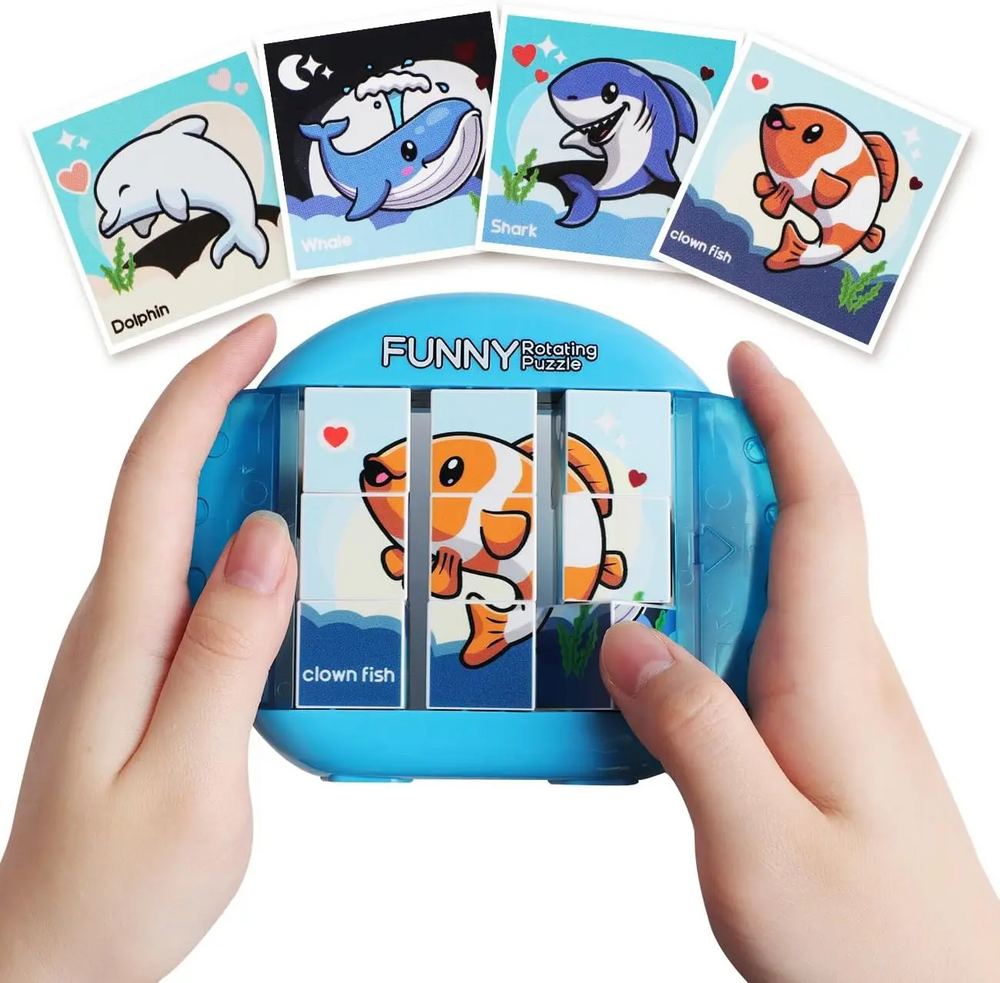 Drehpuzzle mit Griff – 9 oder 16 Felder, keine losen Teile | Schiebepuzzle