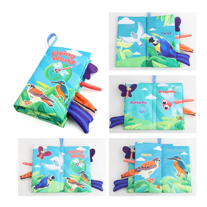 Stoffbuch für Babys mit Schwänzchen – Geräusche, Baumwolle, 15x14 cm | Sensorikspielzeug