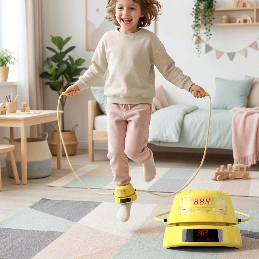 Elektronisches Springseil für Kinder – Einzelknöchel-Springspiel mit Zähler & Musik