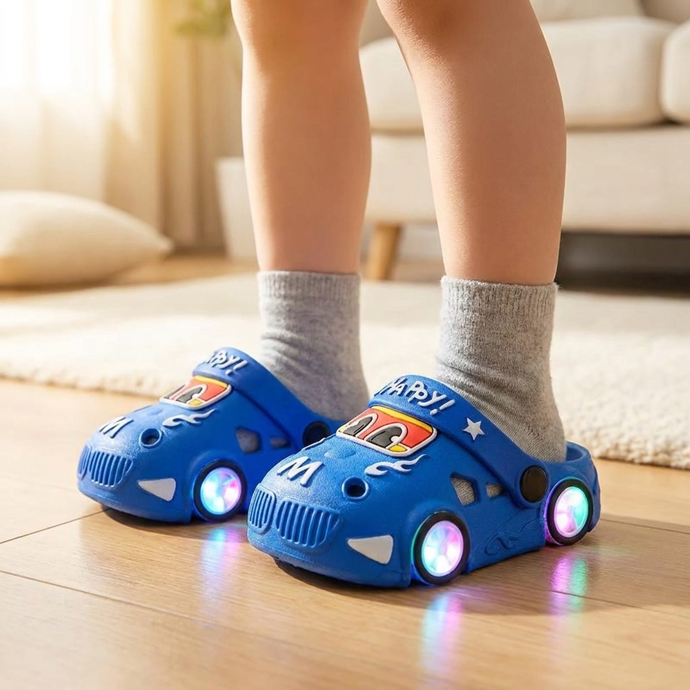 LED-Leuchtende Kinderschuhe – Auto-Design-Slipper mit Licht bei jedem Schritt