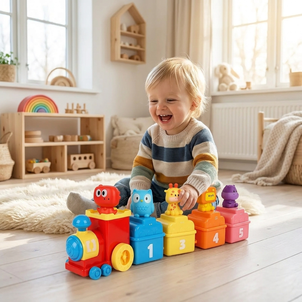 Lern-Tierzug mit Zahlen – Montessori-Spielset mit Fingerpüppchen