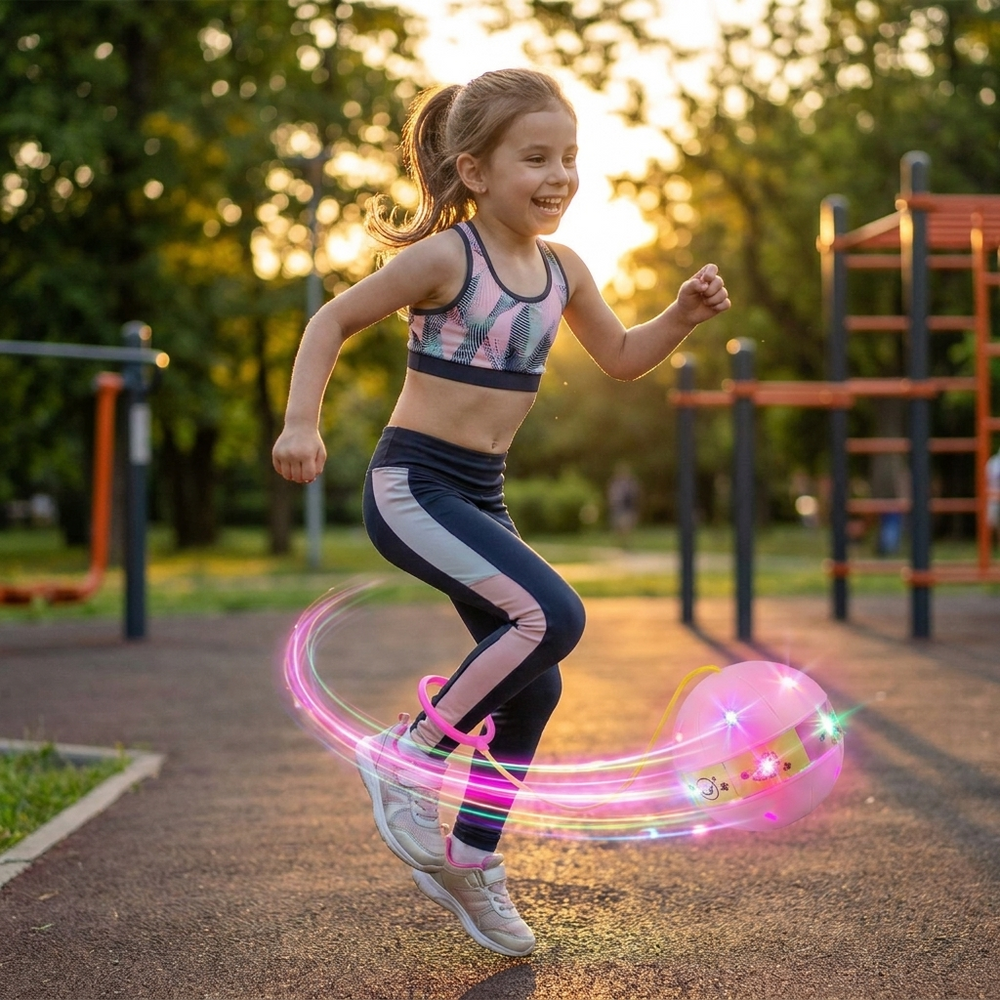 LED-Knöchelsprungball für Kinder – springend spielen mit bunten Lichtern