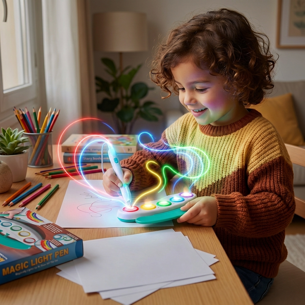 Magischer Lichtstift für Kinder – Zeichnen mit Licht und Musik ohne Flecken