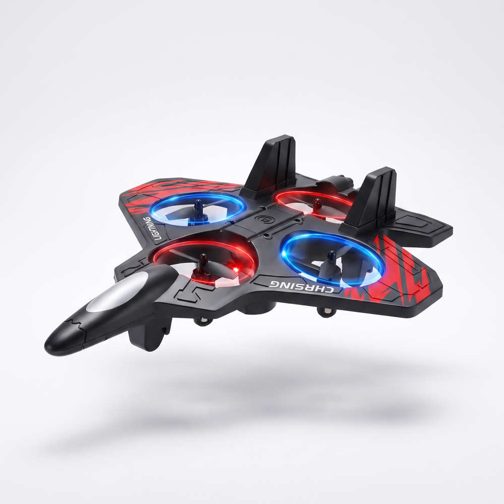 Ferngesteuertes Stuntflugzeug für Kinder mit LED-Beleuchtung – RC Spielzeugflugzeug 2.4G