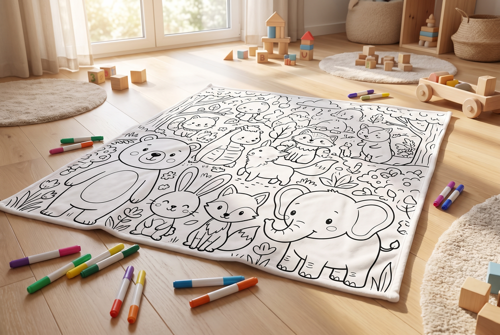 Große Maldecke für Kinder – Waschbar & Wiederverwendbar Malmatte 100 x 150 cm