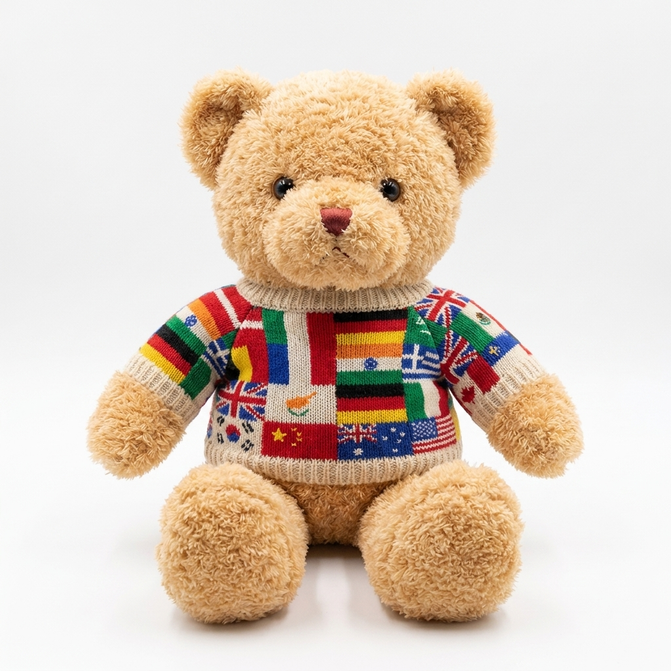 kleurvariant: Beiger Bär mit Flagge