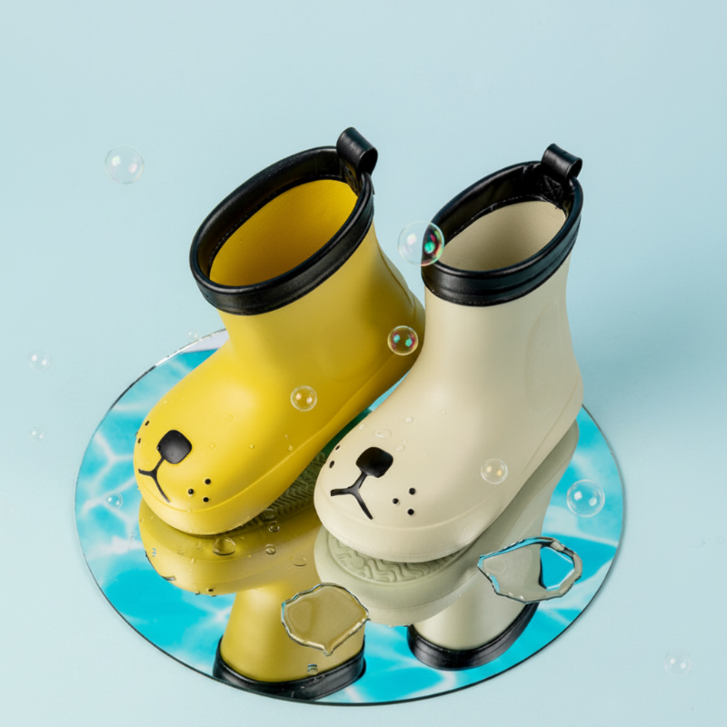 Gummistiefel mit Hundegesicht an der Spitze – wasserdichtes PVC, rutschfeste Sohle | Kinderstiefel