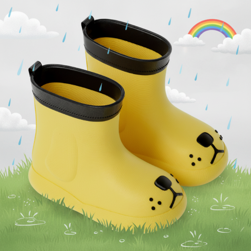 Gummistiefel mit Hundegesicht an der Spitze – wasserdichtes PVC, rutschfeste Sohle | Kinderstiefel