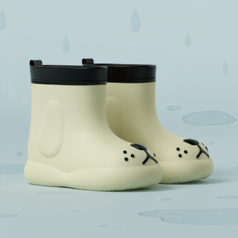 Gummistiefel mit Hundegesicht an der Spitze – wasserdichtes PVC, rutschfeste Sohle | Kinderstiefel