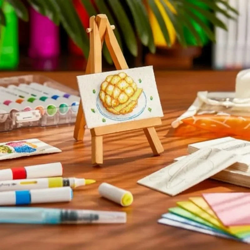 Texturstift-Set mit 24 Farbstiften und Reliefschablonen – Schaumscheiben und Wasserpinsel | Malset