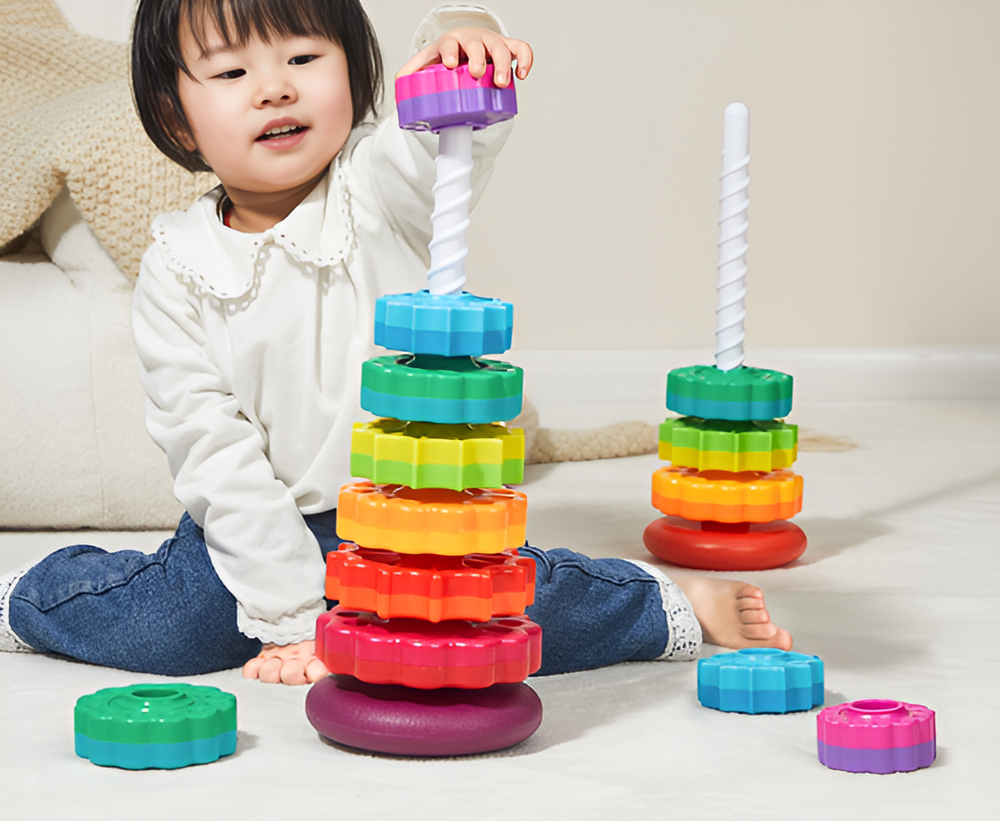 Montessori-Stapelturm für Kleinkinder – Pädagogisches Drehspiel für Motorik & Farben | TwistaToren ab 2 Jahren