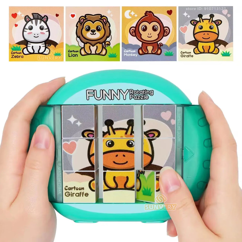 Drehpuzzle mit Griff – 9 oder 16 Felder, keine losen Teile | Schiebepuzzle