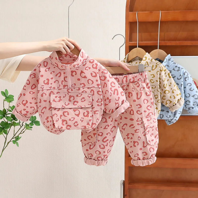 Leoparden-Print 2-Teiliges Kinder-Kleidungsset – Komfortabel & Stilvoll