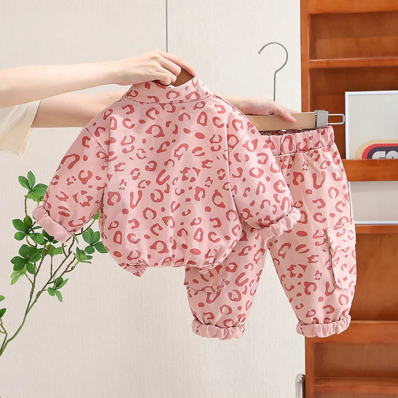 Leoparden-Print 2-Teiliges Kinder-Kleidungsset – Komfortabel & Stilvoll