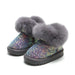 Glitzer-Winterstiefel Kinder mit warmem Futter – Kunstfellrand, TPR-Sohle | Schneestiefel