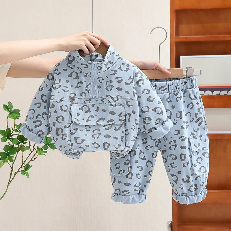 Leoparden-Print 2-Teiliges Kinder-Kleidungsset – Komfortabel & Stilvoll