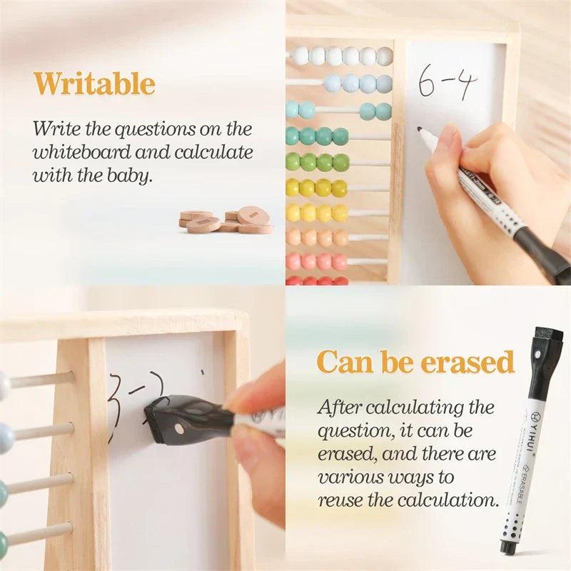 Hölzernes Rechenrahmen Spiel für Kinder – Montessori Material zum spielerischen Lernen