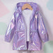 Kinderregenjacke mit Kapuze und Glanzoptik – Reißverschluss, Bündchen | Regenjacke
