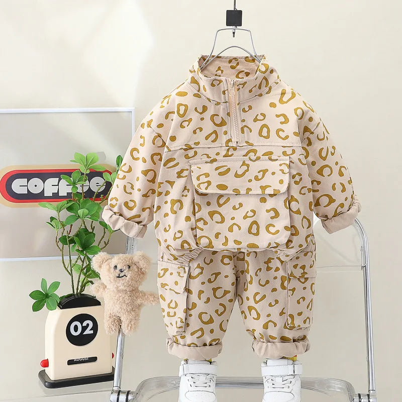 Leoparden-Print 2-Teiliges Kinder-Kleidungsset – Komfortabel & Stilvoll