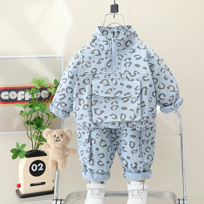 Leoparden-Print 2-Teiliges Kinder-Kleidungsset – Komfortabel & Stilvoll