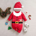 Weihnachtsstrampler Baumwolle, lange Ärmel – Druckknöpfe, Weihnachtsmann-Motiv, weich | Babyoverall