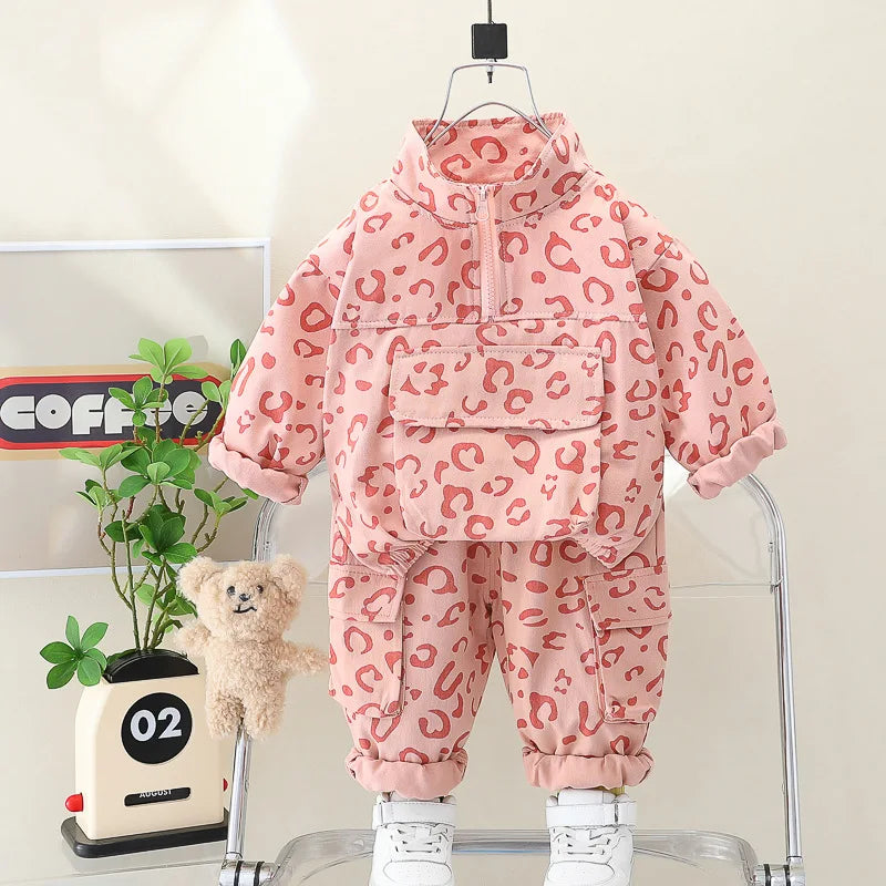 Leoparden-Print 2-Teiliges Kinder-Kleidungsset – Komfortabel & Stilvoll