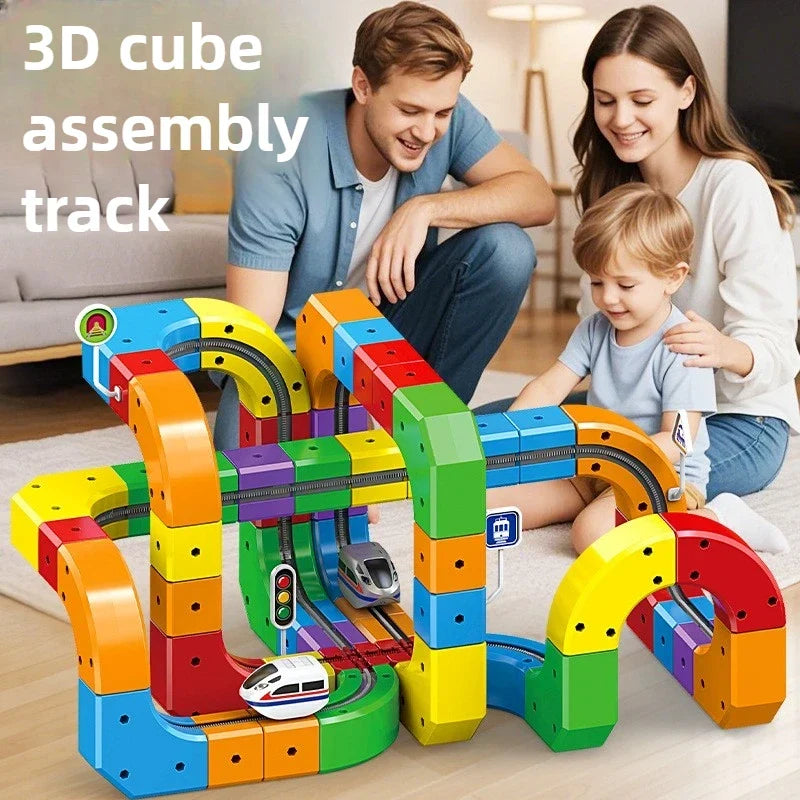 Magnetische Zugstrecke zum Selberbauen – 51 oder 81 Teile, USB-Zug | Konstruktionsspielzeug