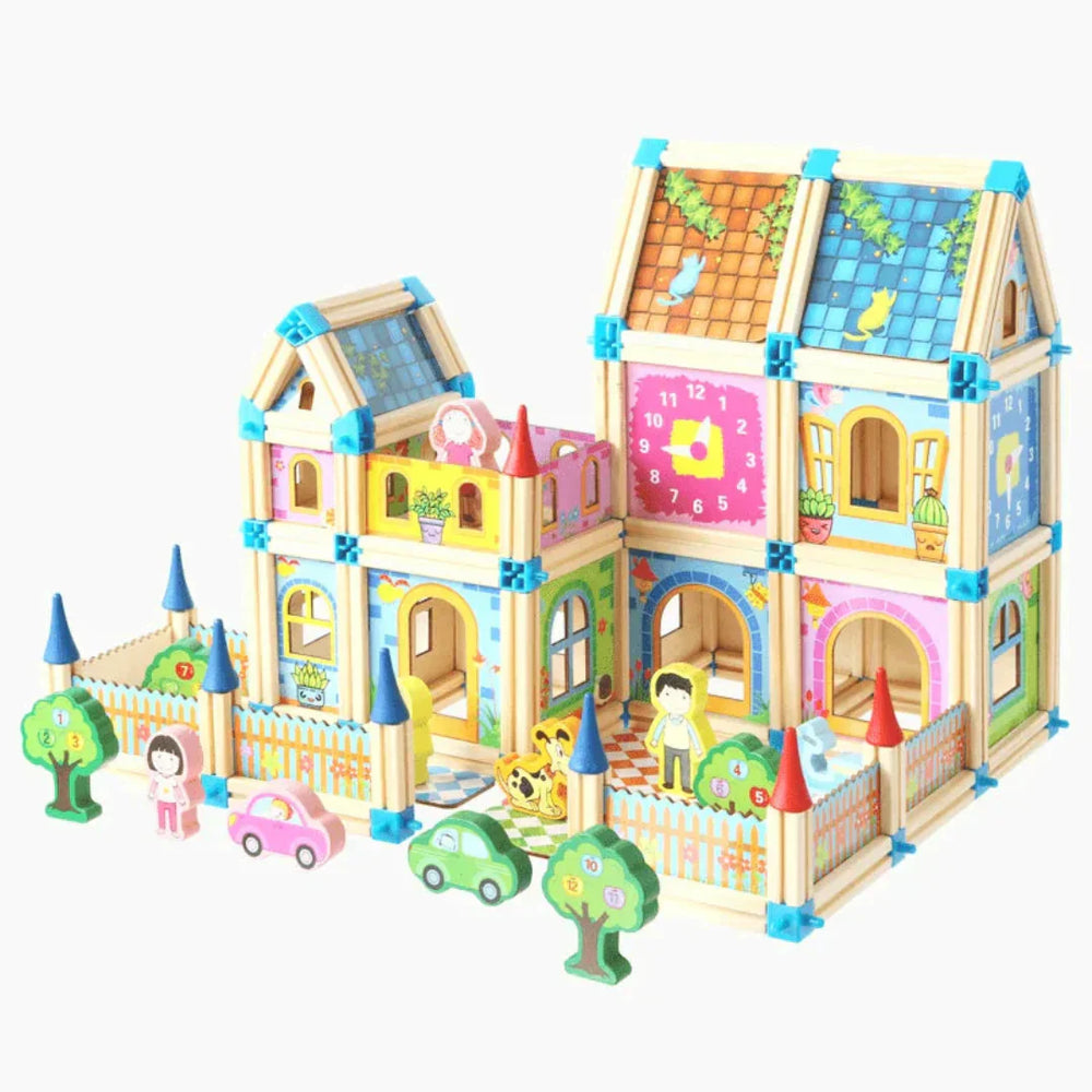 Holz Bauset für Kinder – Nachhaltiger Burgenbau mit Bausteinen | WoodWise Kreatives Spielzeug ab 3 Jahren