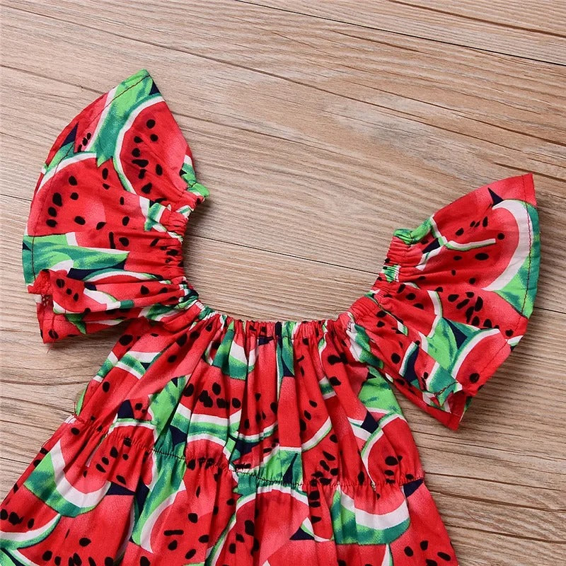 Sommerkleid für Mädchen mit Wassermelonenmuster – Luftiges Kinderkleid aus 100% Baumwolle | LivelyLoops Größe 0–3 Jahre