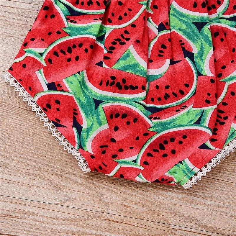 Sommerkleid für Mädchen mit Wassermelonenmuster – Luftiges Kinderkleid aus 100% Baumwolle | LivelyLoops Größe 0–3 Jahre