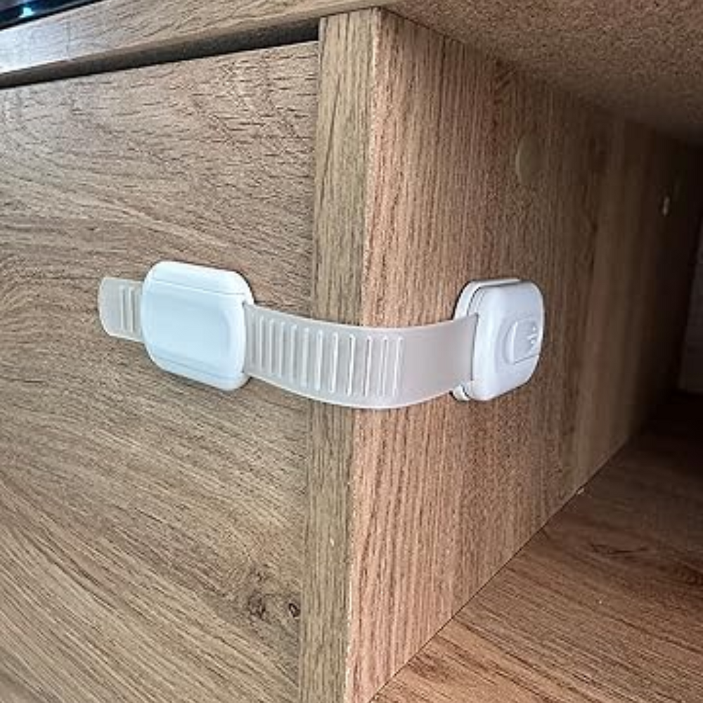 Kindersichere Schrank- & Schubladensicherungen – Unsichtbar, Selbstklebend & Bohrfrei – 8 Stück