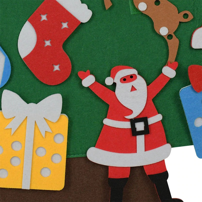 Filz-Weihnachtsbaum für Kinder mit Klett-Figuren – Schlaufe, faltbar | Weihnachtsspielzeug