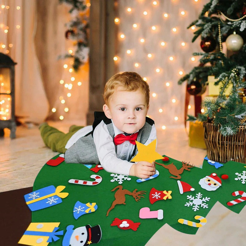 Filz-Weihnachtsbaum für Kinder mit Klett-Figuren – Schlaufe, faltbar | Weihnachtsspielzeug